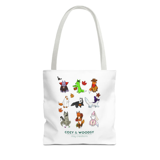 Cozy Halloween Foxes Tote Bag – Perfect for Animal Lovers, Eco-Friendly, Shopping, Gifts, Fall Decor, Everyday Use