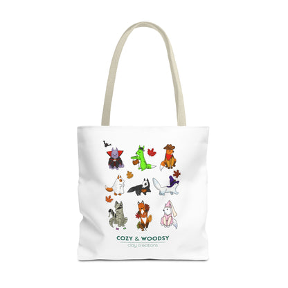 Cozy Halloween Foxes Tote Bag – Perfect for Animal Lovers, Eco-Friendly, Shopping, Gifts, Fall Decor, Everyday Use