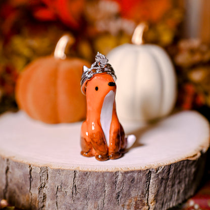 Orange Ring Fox | Lil Woodsie Crown Ring Holder