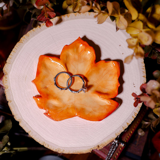 Orange Maple Leaf Trinket Dish | Trinket Dishes