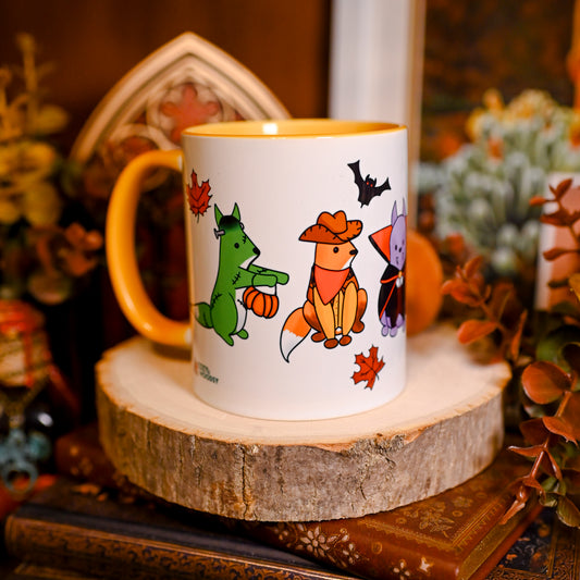 Cozy Halloween Foxes Colorful Mugs (11oz, 15oz)