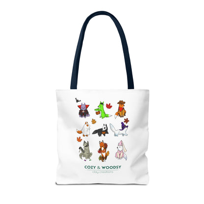 Cozy Halloween Foxes Tote Bag – Perfect for Animal Lovers, Eco-Friendly, Shopping, Gifts, Fall Decor, Everyday Use