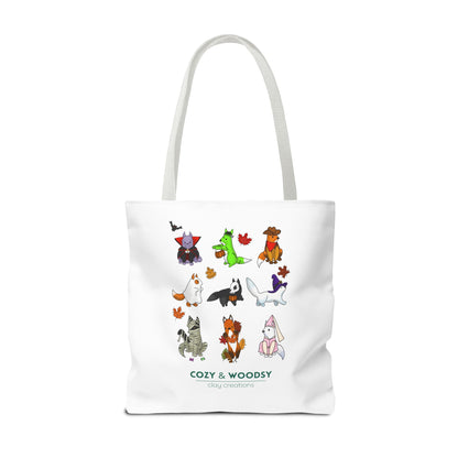 Cozy Halloween Foxes Tote Bag – Perfect for Animal Lovers, Eco-Friendly, Shopping, Gifts, Fall Decor, Everyday Use