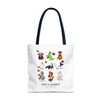Cozy Halloween Foxes Tote Bag – Perfect for Animal Lovers, Eco-Friendly, Shopping, Gifts, Fall Decor, Everyday Use