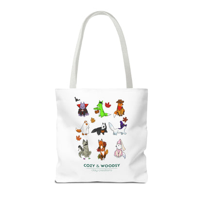 Cozy Halloween Foxes Tote Bag – Perfect for Animal Lovers, Eco-Friendly, Shopping, Gifts, Fall Decor, Everyday Use