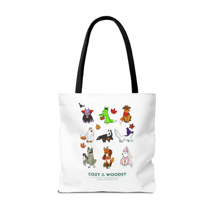 Cozy Halloween Foxes Tote Bag – Perfect for Animal Lovers, Eco-Friendly, Shopping, Gifts, Fall Decor, Everyday Use