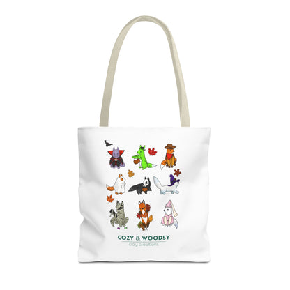 Cozy Halloween Foxes Tote Bag – Perfect for Animal Lovers, Eco-Friendly, Shopping, Gifts, Fall Decor, Everyday Use