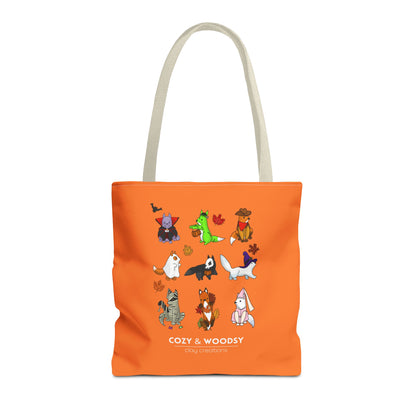 Cozy Halloween Foxes Orange Tote Bag – Perfect for Animal Lovers, Eco-Friendly, Shopping, Gifts, Fall Decor, Everyday Use